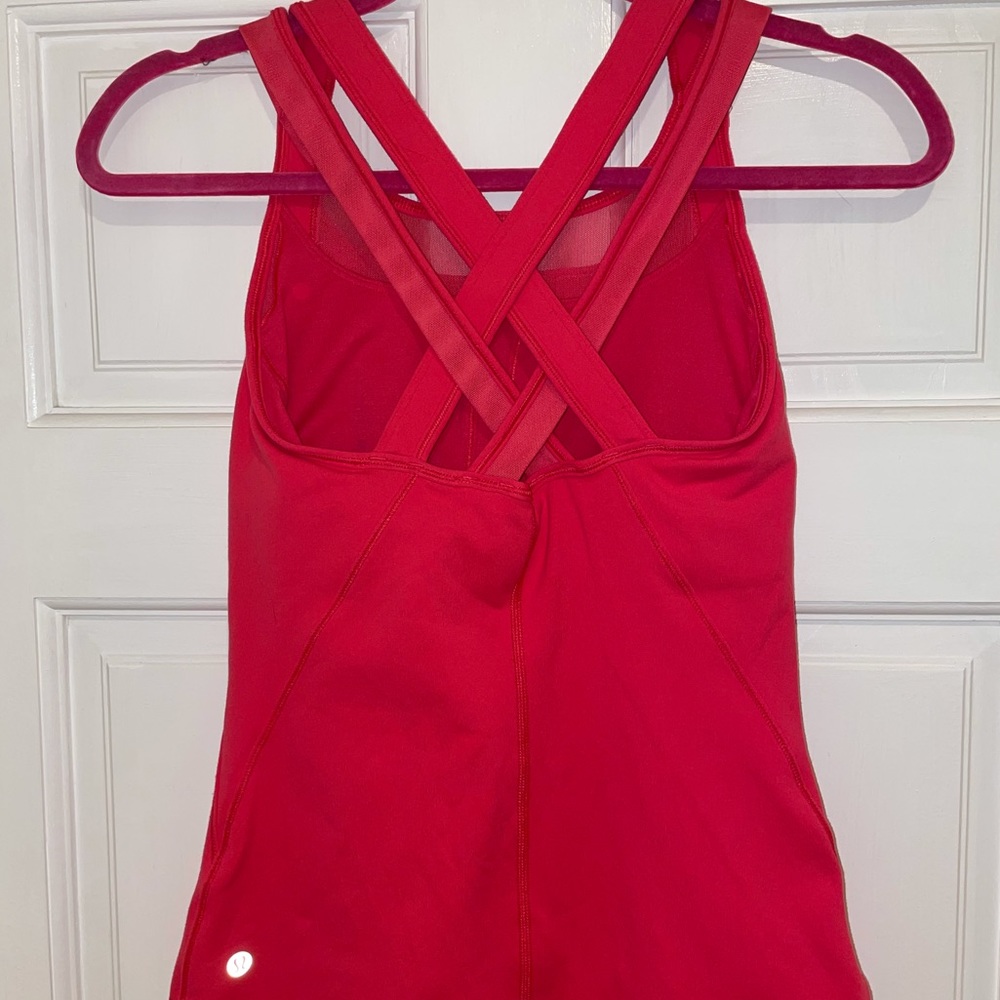 Lululemon built-in bra tank, mesh neckline